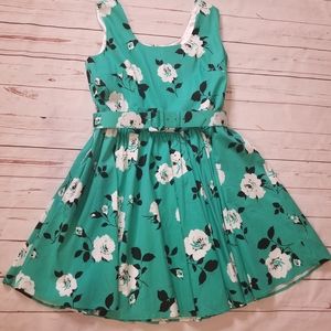 Lana Sleeveless Cocktail Dress in Turquoise Floral Laura Byrnes
